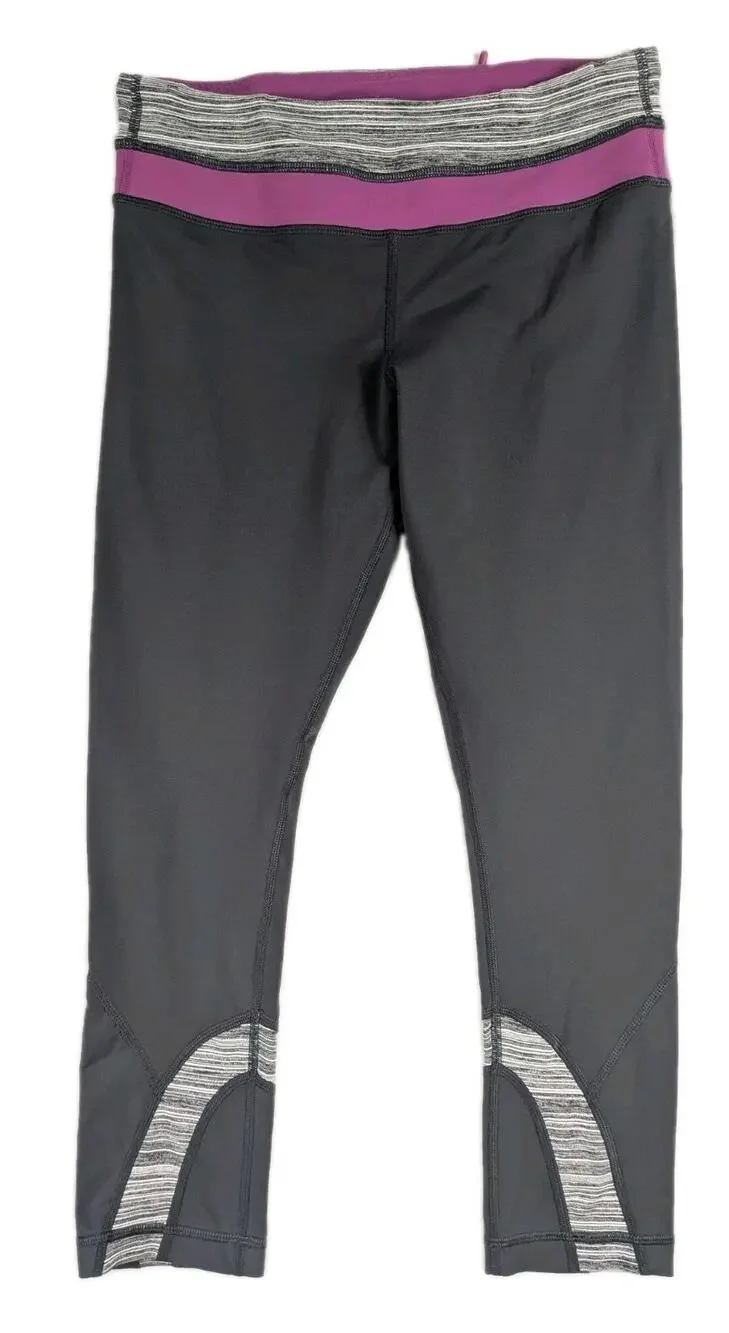 Lululemon Inspire Leggings Gray Pink Yoga Running Pockets Womens Sz 6